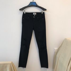 Paige low rise skinny distressed jeans